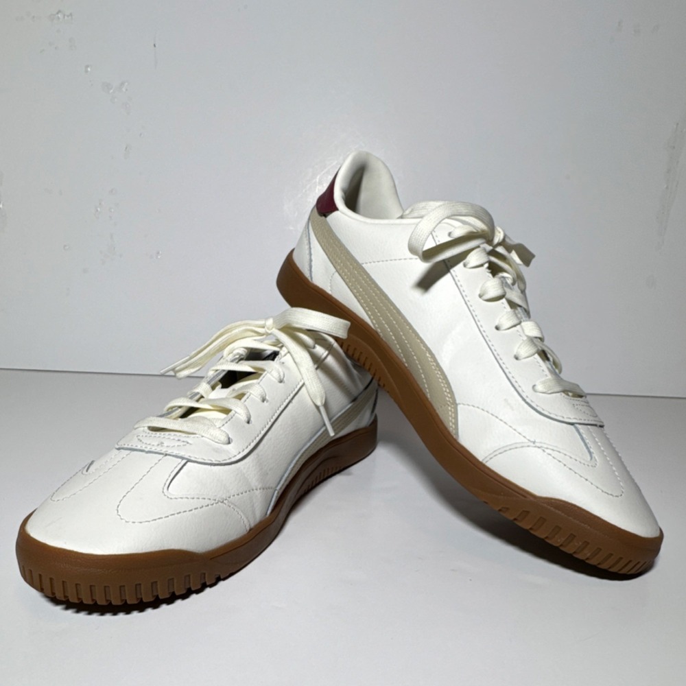 PUMA White Beige Brown Maroon Low Top Athletic Sneakers‎ 389406-08 Men's